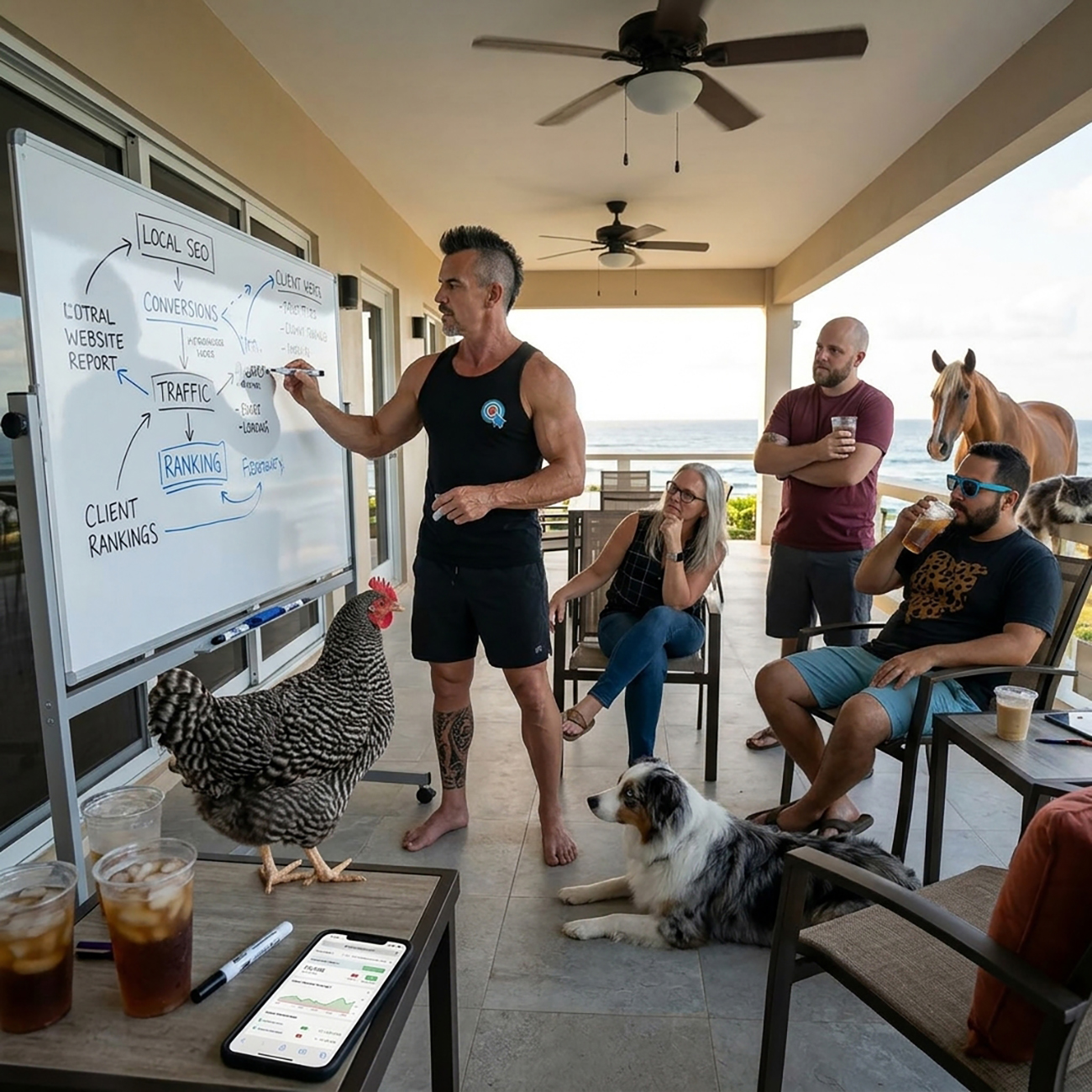 Small Business SEO team working together on digital marketing strategies